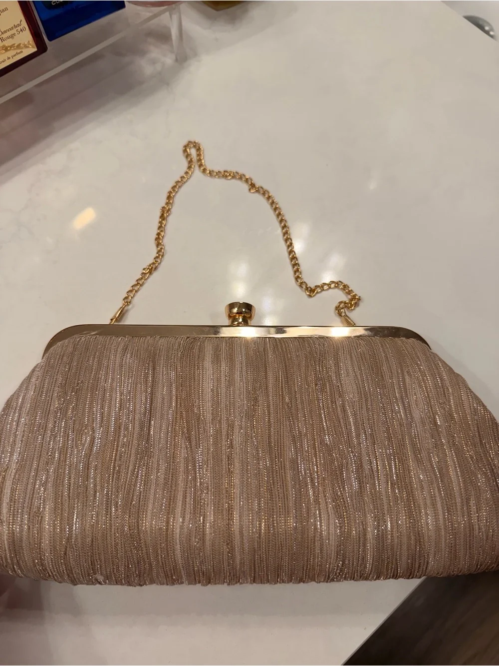 Angee W shimmering champagne
